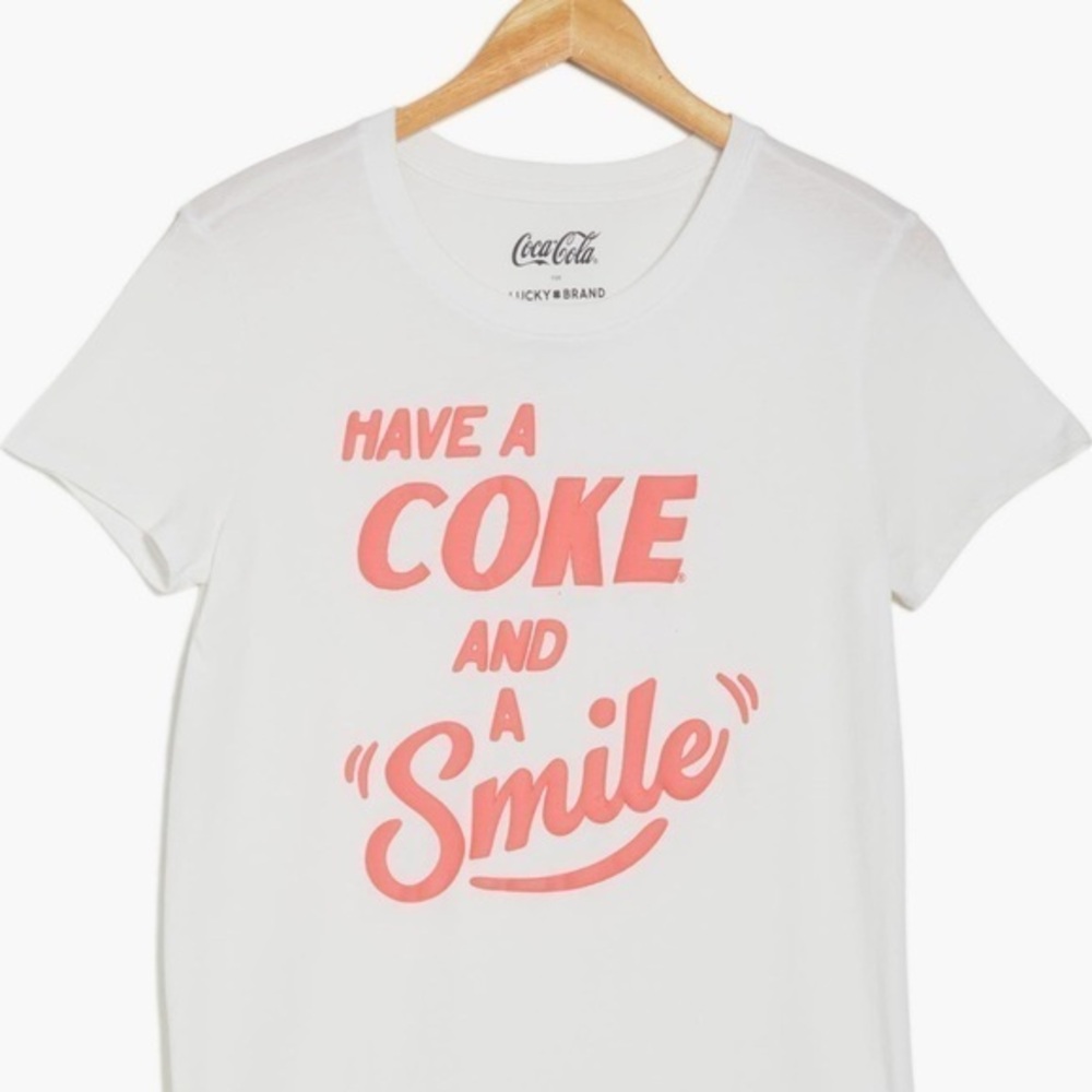 🆕Lucky Classic Retro Pink White Coke and a Smile T Shirt::NWT::Vintage Inspired